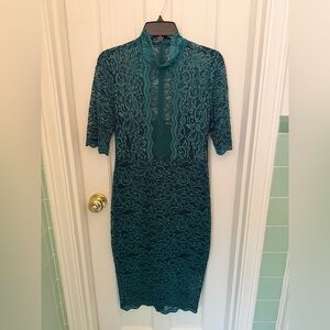 Emerald Lace Sheath Midi Dress by Express